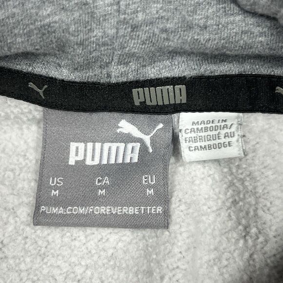 PUMA Taping Hoodie Fleece‎ Sweatshirt Mens Medium Pullover Spellout Athleisure - Picture 2 of 15